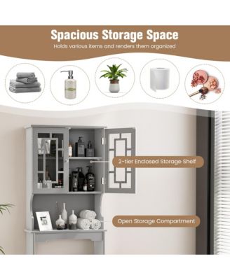 Over-the-Toilet Bathroom Storage Cabinet with Organizer Shelf