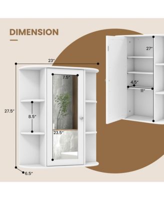Bathroom Wall Medicine Cabinet Wall Mounted Storage Organizer w/ Mirror Door