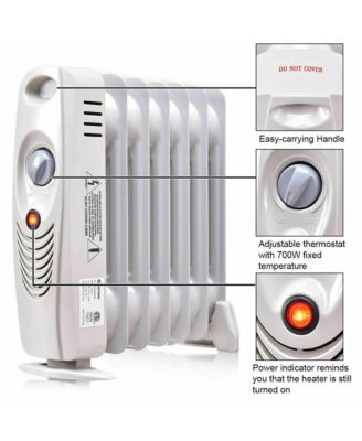 700W Oil Filled Space Heater Radiator w/ Adjustable Thermostat Home Office