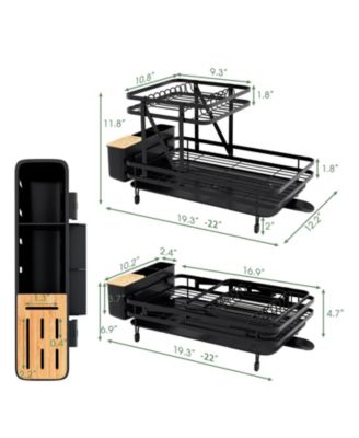 2-Tier Collapsible Dish Drainer Rack with Removable Drip Tray – Space-Saving Dish Drying Rack for Kitchen Organization