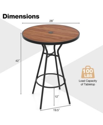 Outdoor Bar Table with Wood-Like Tabletop for Backyard Garden