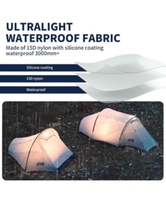 Jims Gear Ultralight Backpacking Tent, 1-2 Person Tunnel Tent with Vestibule, Waterproof and Windproof for High-Altitude Camping