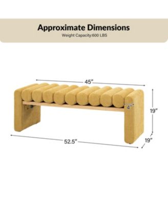 Modern Bench with Solid Wood and Removable Round Bolster Cushions