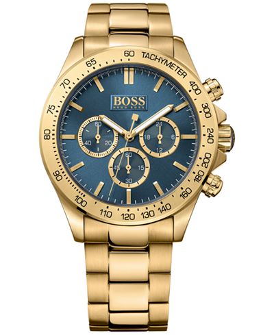 BOSS Hugo Boss Men's Chronograph Ikon Gold Ion-Plated Bracelet Watch 44mm 1513340