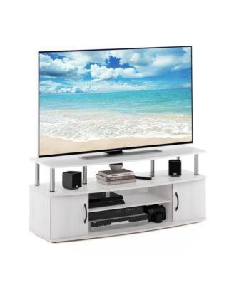 Modern TV Stand Media Entertainment Center for TV's up To 55" w/2-Door Storage Cabinet,White Oak