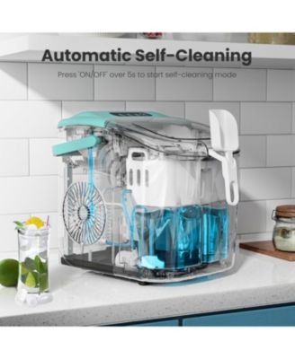 26Lbs Countertop Ice Maker, 9 Cubes in 8 Mins, Two Ice Size ,Self-Cleaning, with Scoop/Basket