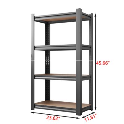 4 Layer Storage Rack Adjustable Height Wooden Shelf Heavy Duty 200lb per Layer 800lb Total Black