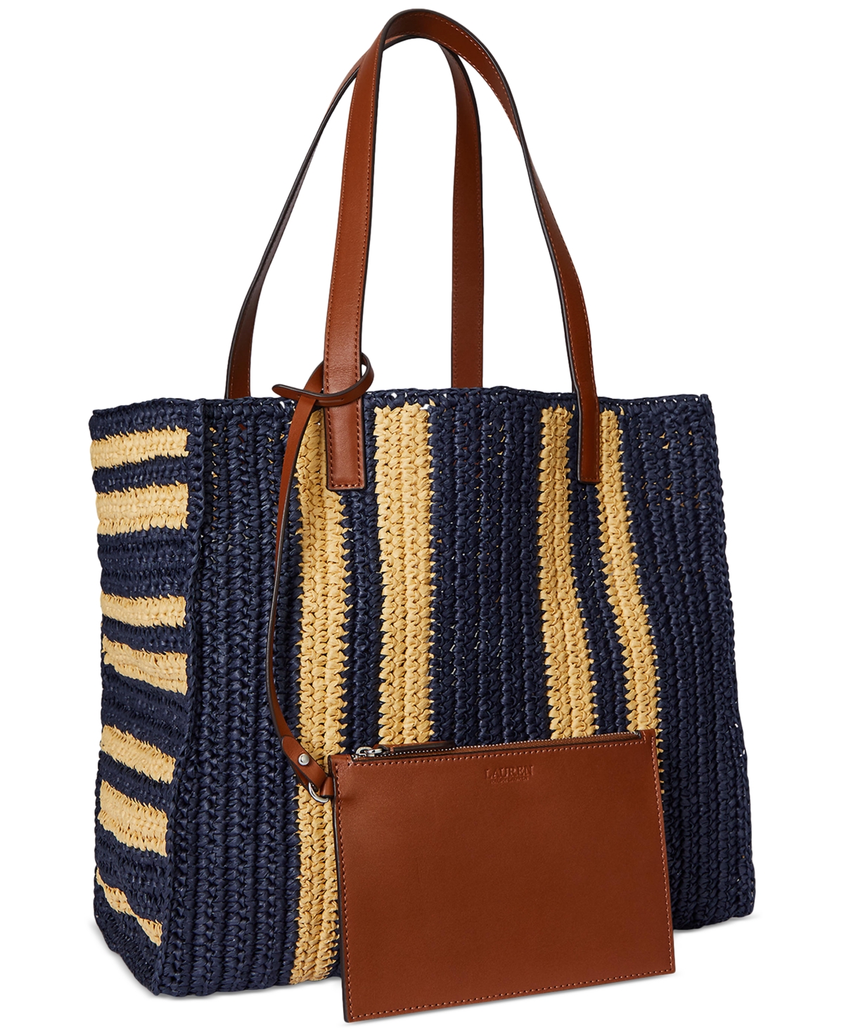 Ralph Lauren Striped Woven Straw Extra Large Wilow Tote Bag