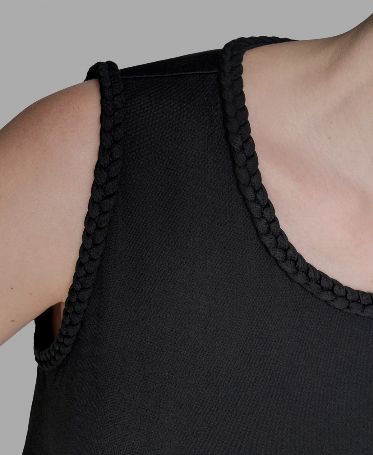 Karl Lagerfeld Women's Braided-trim Sleeveless Top In Black