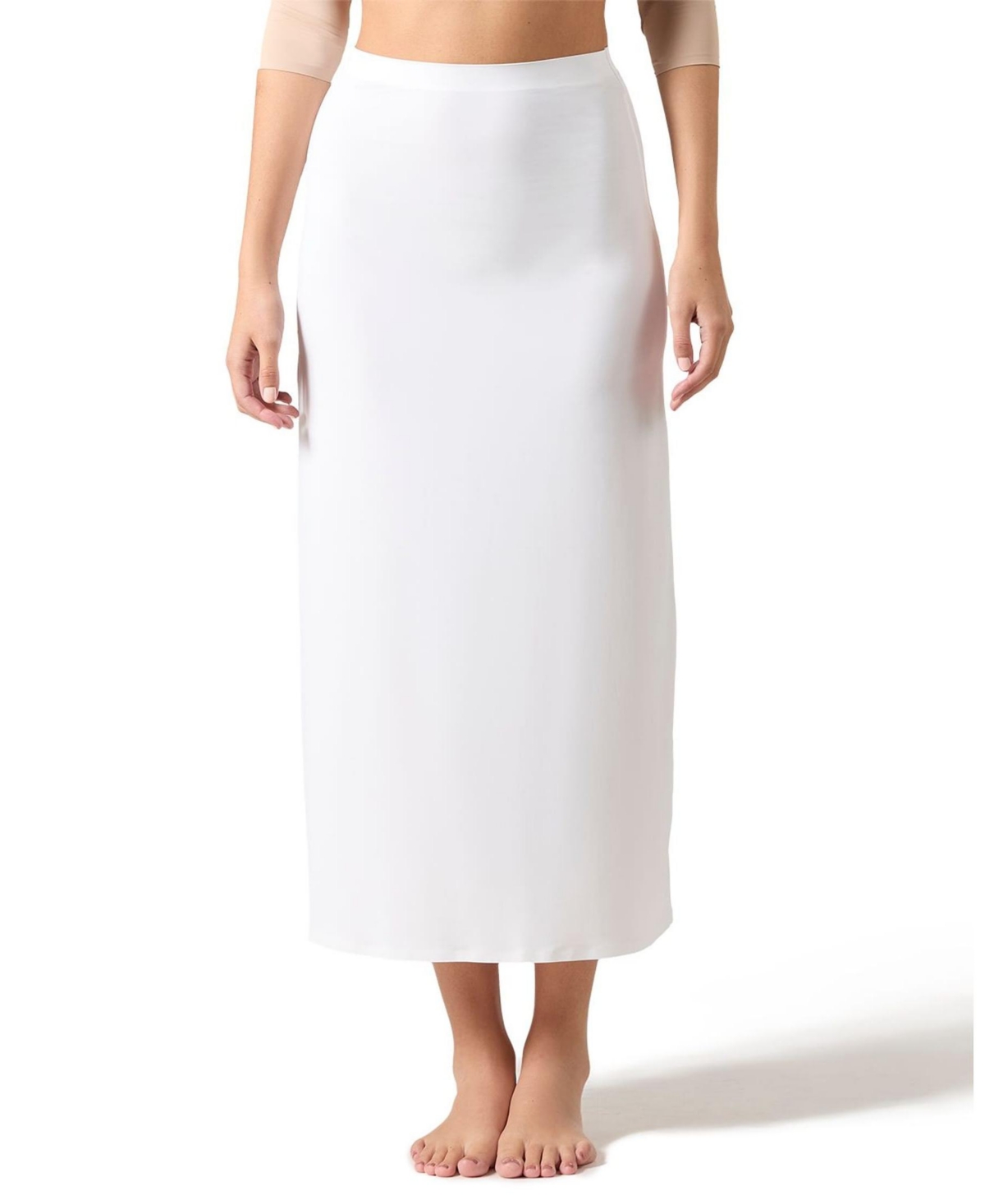 Memoi Bonded Maxi Slip Skirt In White