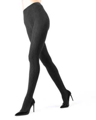 Women's Crossing Diamond Patterned Sweater Tights MO-389	