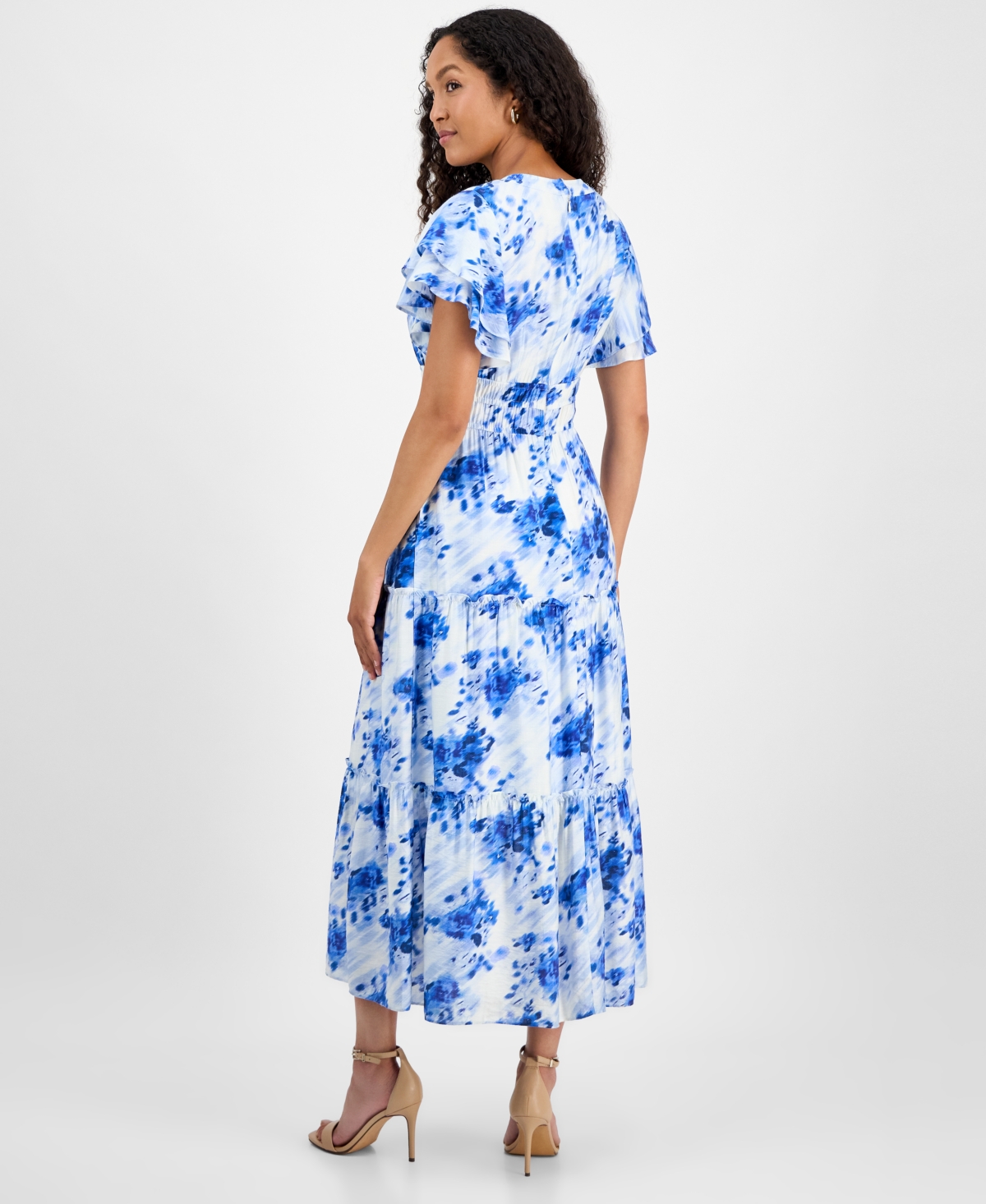 Julia Jordan Flutter Sleeve Tiered Maxi Dress