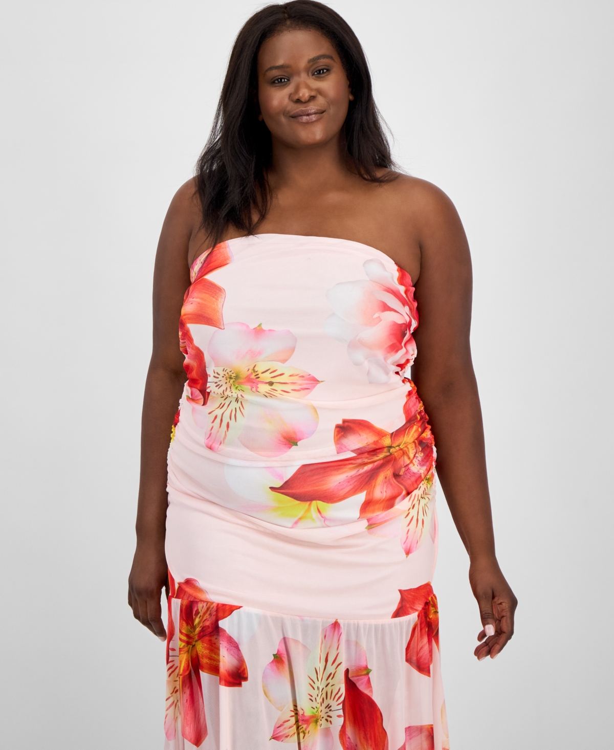 Madden Girl Trendy Plus Size Strapless Asymmetric Dress
