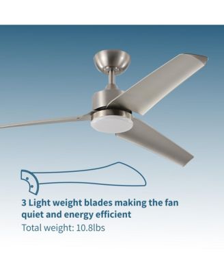 All Seasons 52" Ceiling Fan with Light, Quiet, Alexa/Google, 3 Color LED Lights, Reversible