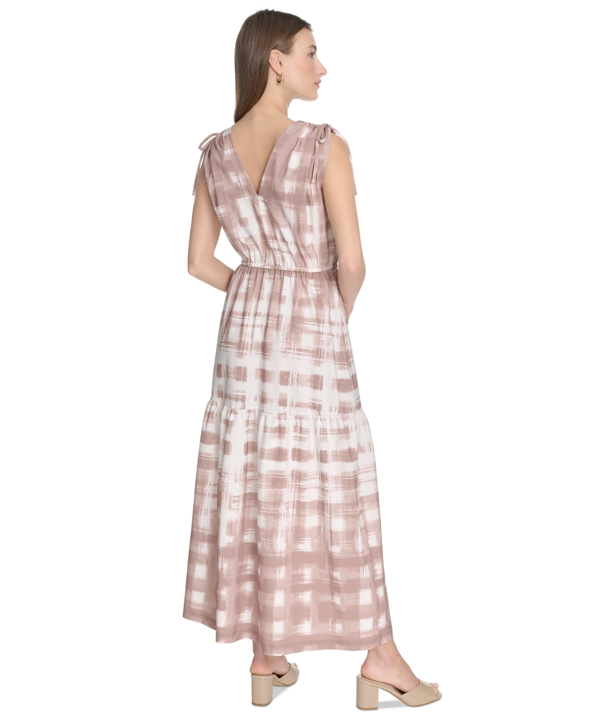 Calvin Klein Women's Printed V-neck A-line Midi Dress