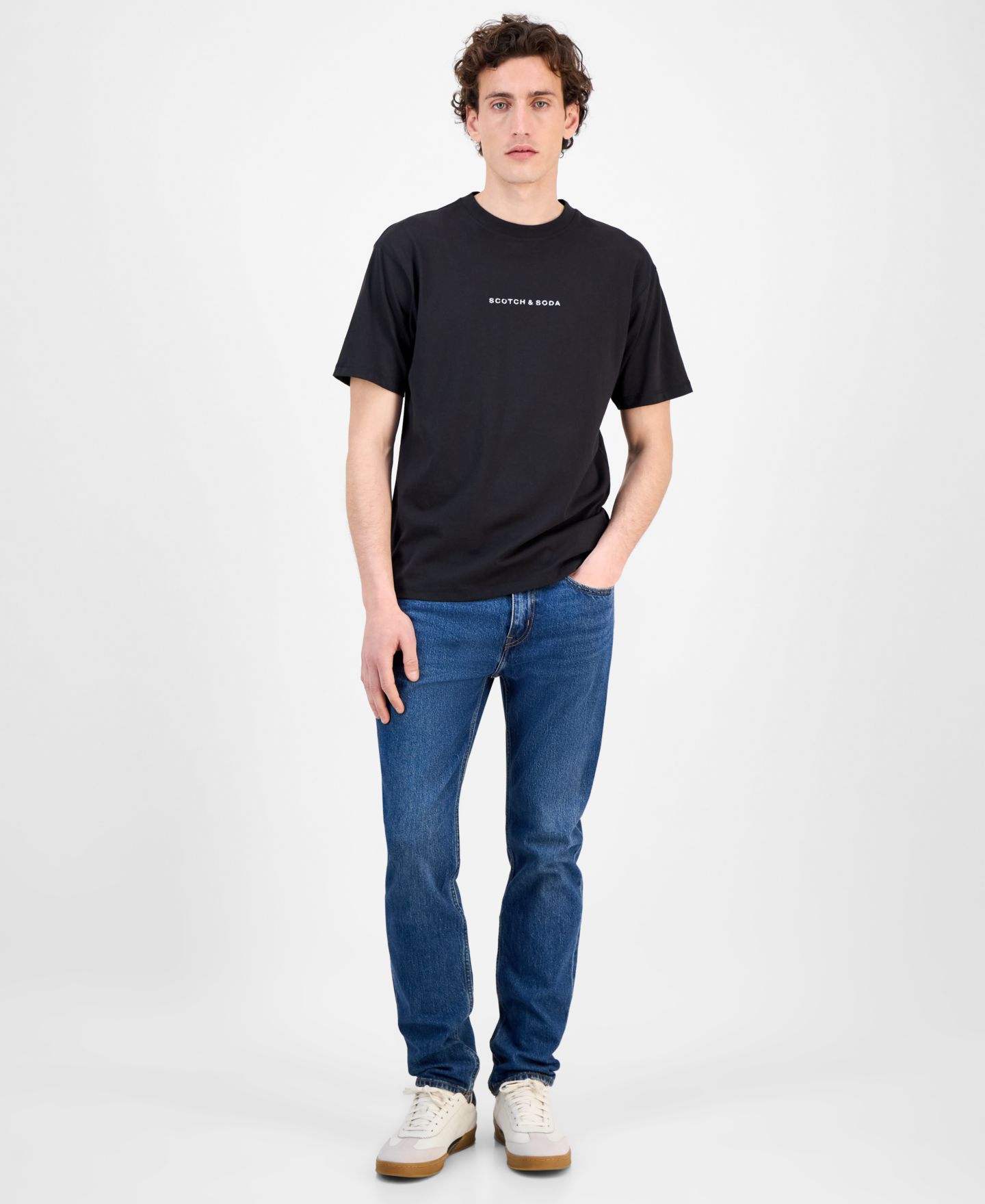 Мужская футболка SCOTCH & SODA Core Relaxed-Fit Logo, цвет: Чёрный — фото 2