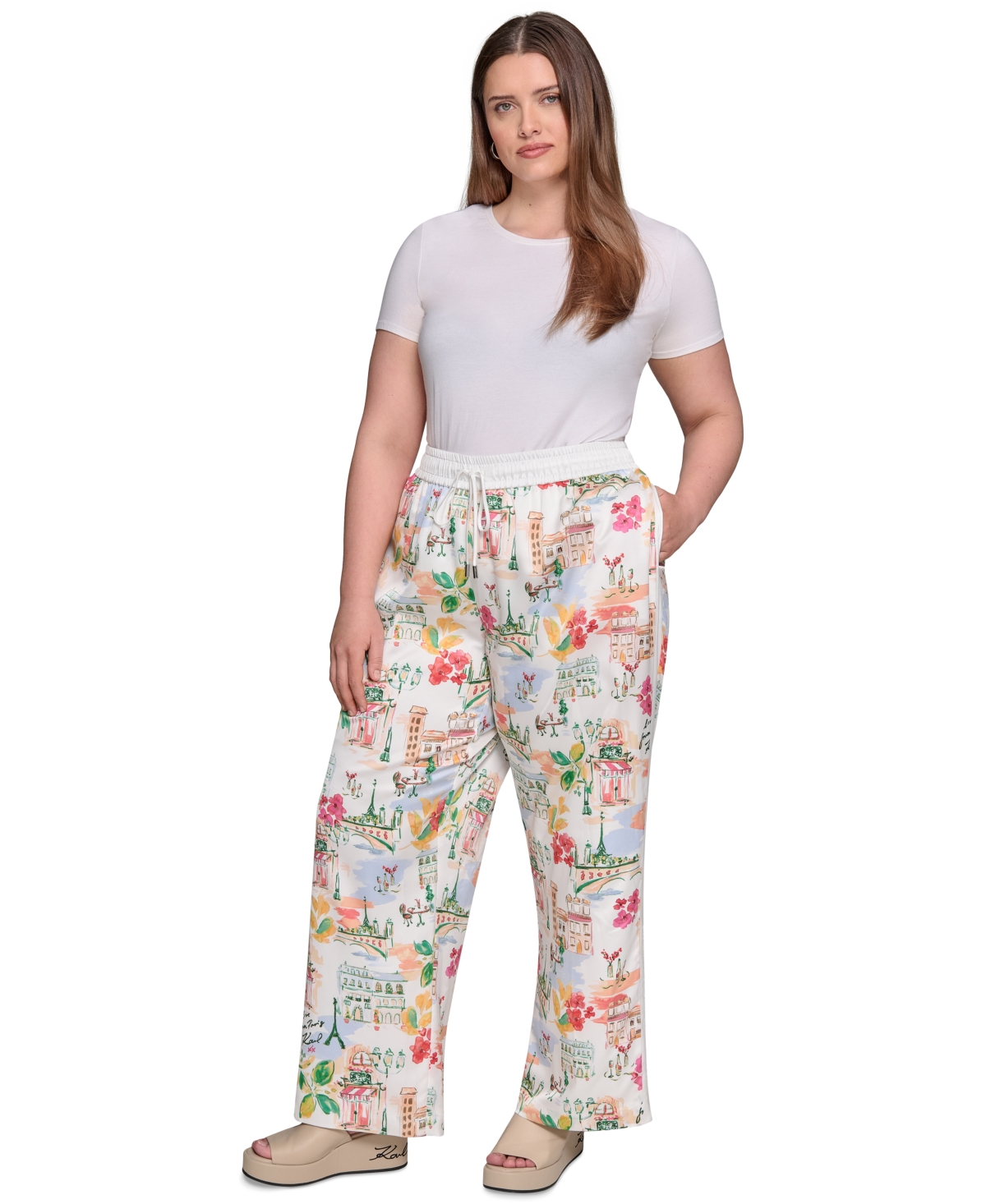 Karl Lagerfeld Plus Size Conversational Soft Pants
