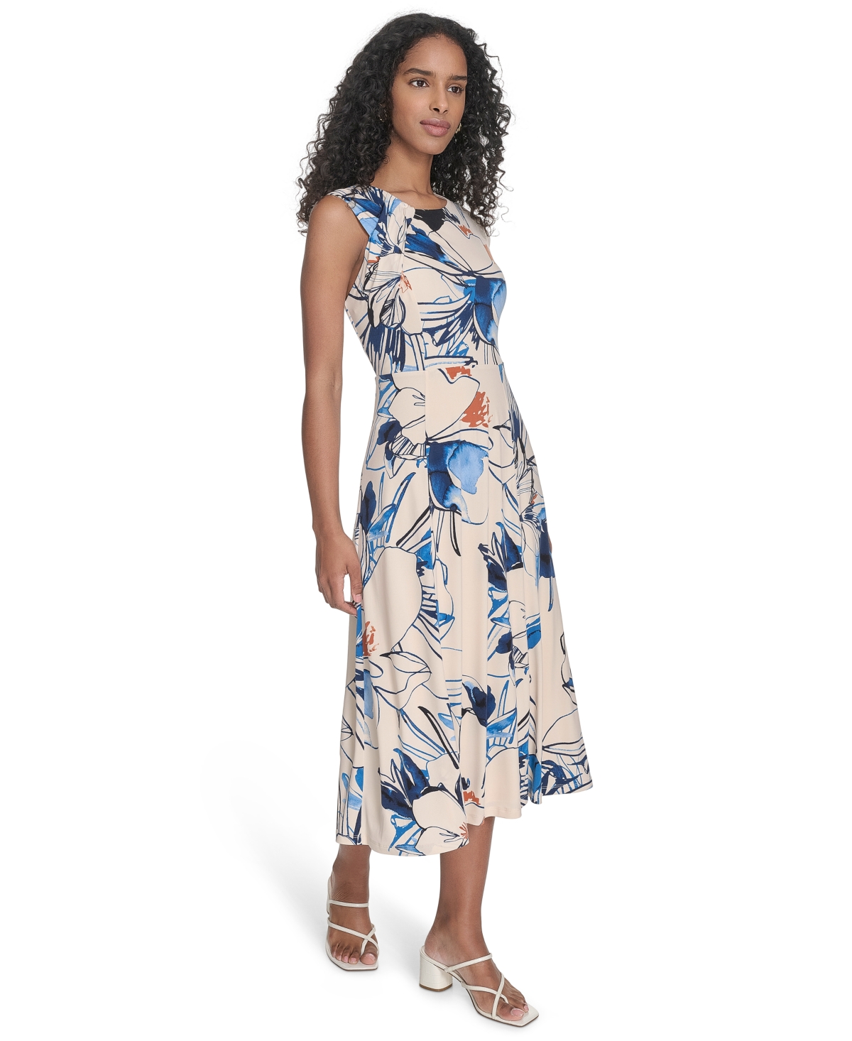 Calvin Klein Women's Printed Sleeveless A-line Dress