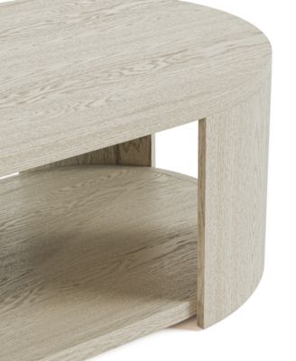 18" Oak Rubberwood Rosin Oval Modern Coffee Table