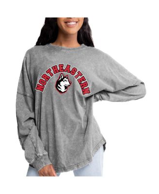 Gameday Couture - Women's  Gray Northeastern Huskies Faded Wash Pullover Sweatshirt