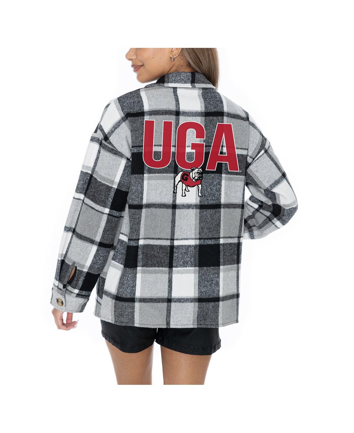 Shop Gameday Couture Women's Grey Georgia Bulldogs Long Sleeve Brushed Plaid Button-up Overshirt Jacket In Gray