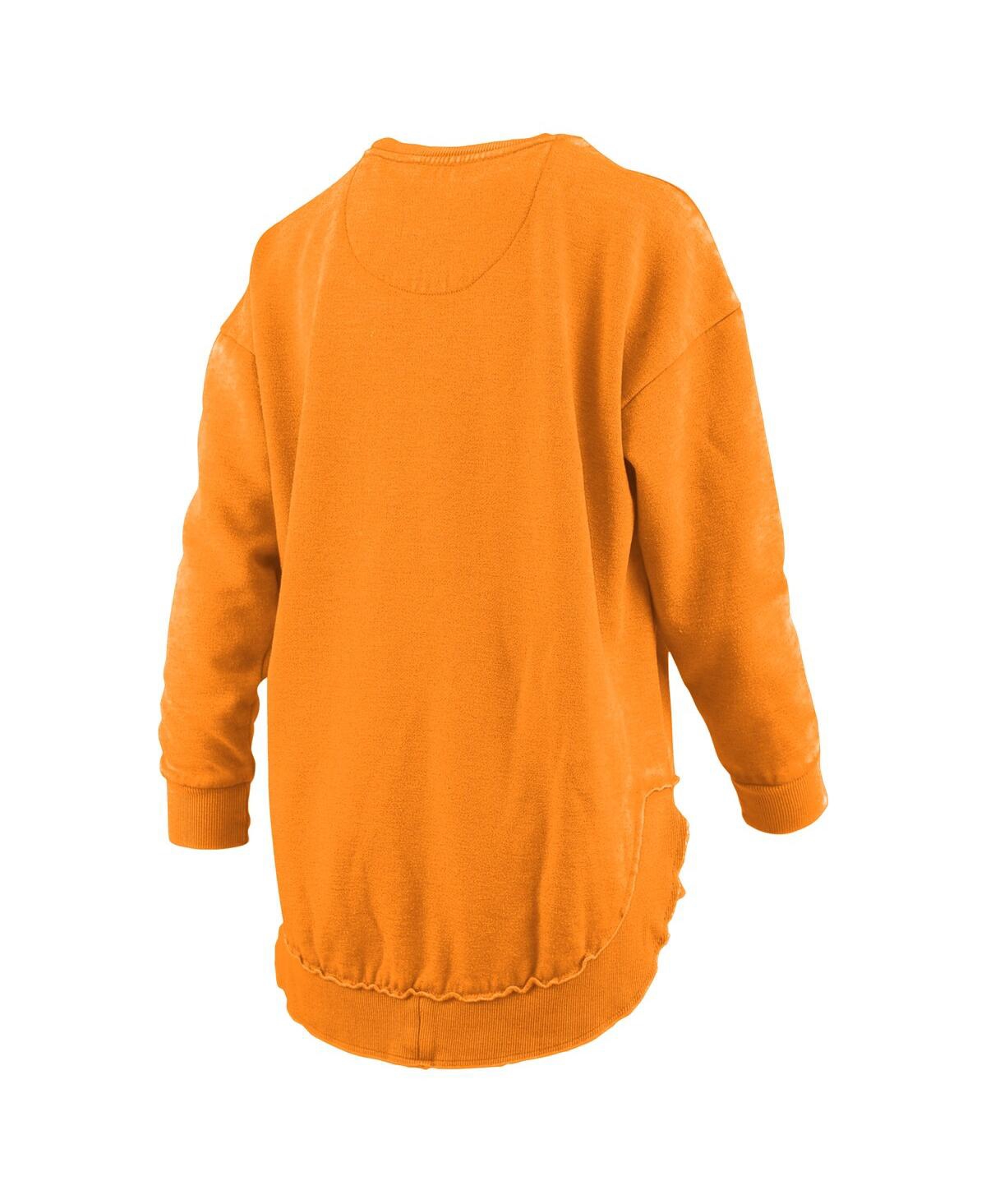 PRESSBOX WOMEN'SÂ TENNESSEE ORANGE TENNESSEE VOLUNTEERS MELANGE PONCHO VINTAGE FLEECE LONG SLEEVE PULLOVER SW 