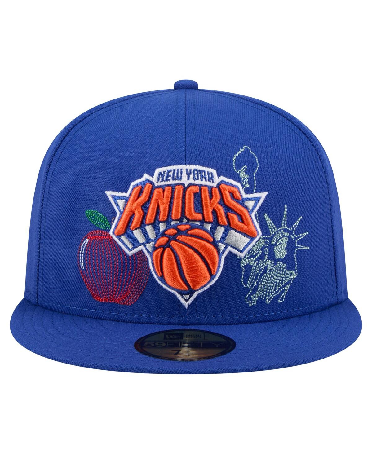 NEW ERA MEN'S BLUE NEW YORK KNICKS STATE STITCH 59FIFTY FITTED HAT 