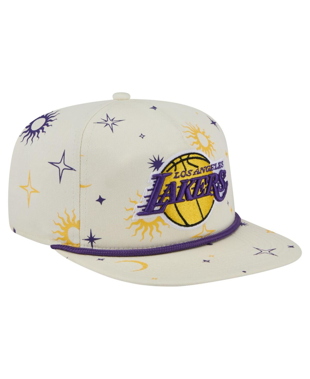 NEW ERA MEN'S CREAM LOS ANGELES LAKERS LUNAR GOLFER SNAPBACK HAT 
