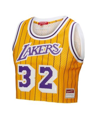 X Dannijo Women's Yellow Magic Johnson Los Angeles Lakers Fashion Cropped Basketball Jersey