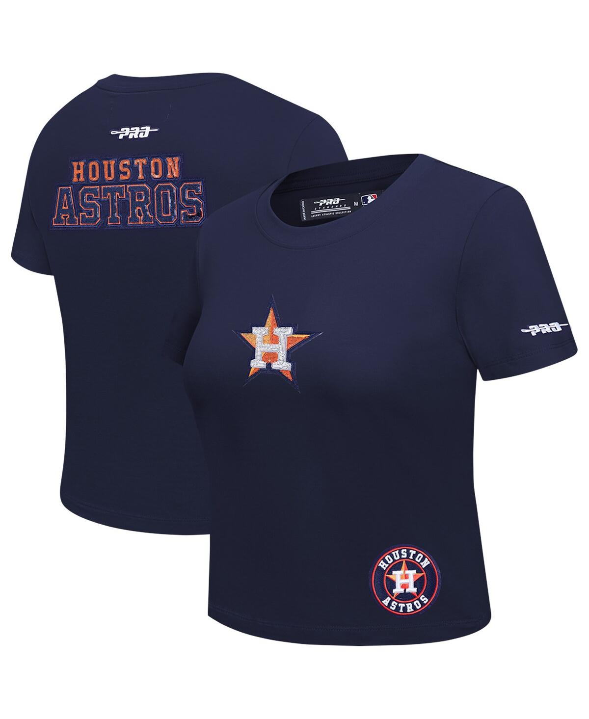 Pro Standard Women's Navy Houston Astros Game Day Classics Baby Doll Cropped T-shirt In Blue