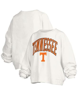 Pressbox - Women's&nbsp;White Tennessee Volunteers Janise Arch Over Logo Waist Length Oversized Pullover Sweatshirt