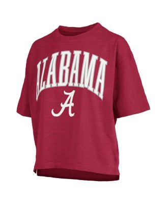 Women's&nbsp;Crimson Alabama Crimson Tide Nelson Arch Over Logo Waist Length Oversized Slub T-Shirt