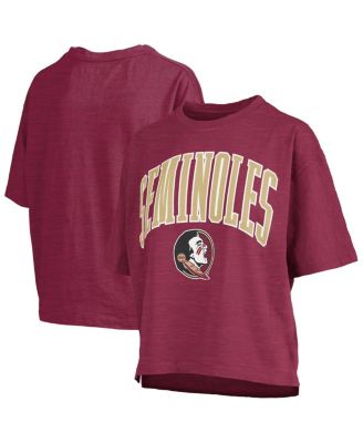 Pressbox - Women's&nbsp;Garnet Florida State Seminoles Nelson Arch Over Logo Waist Length Oversized Slub T-Shirt