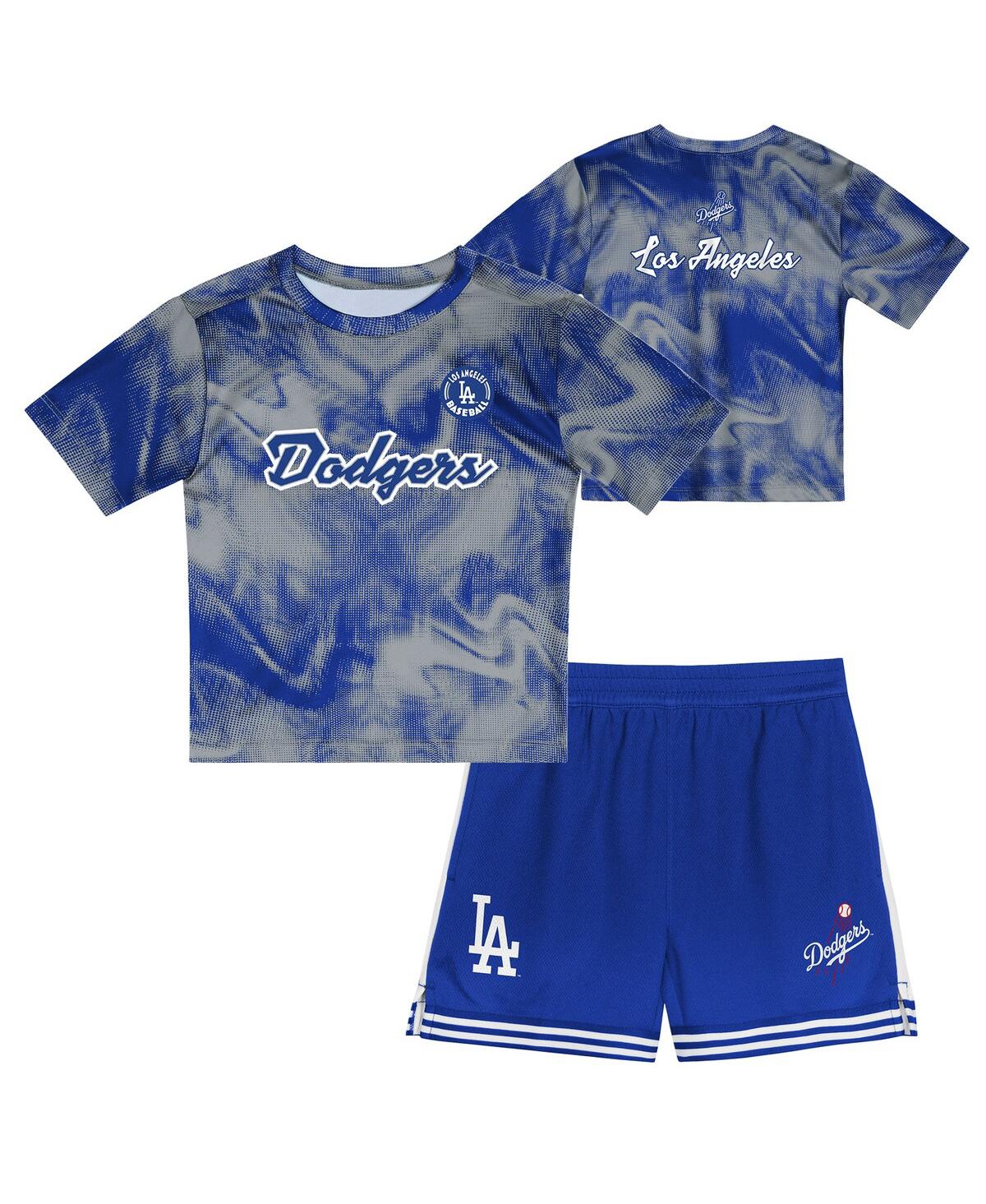 Outerstuff Preschool 2-piece Gray Los Angeles Dodgers Hitter Infielder Set In Gray
