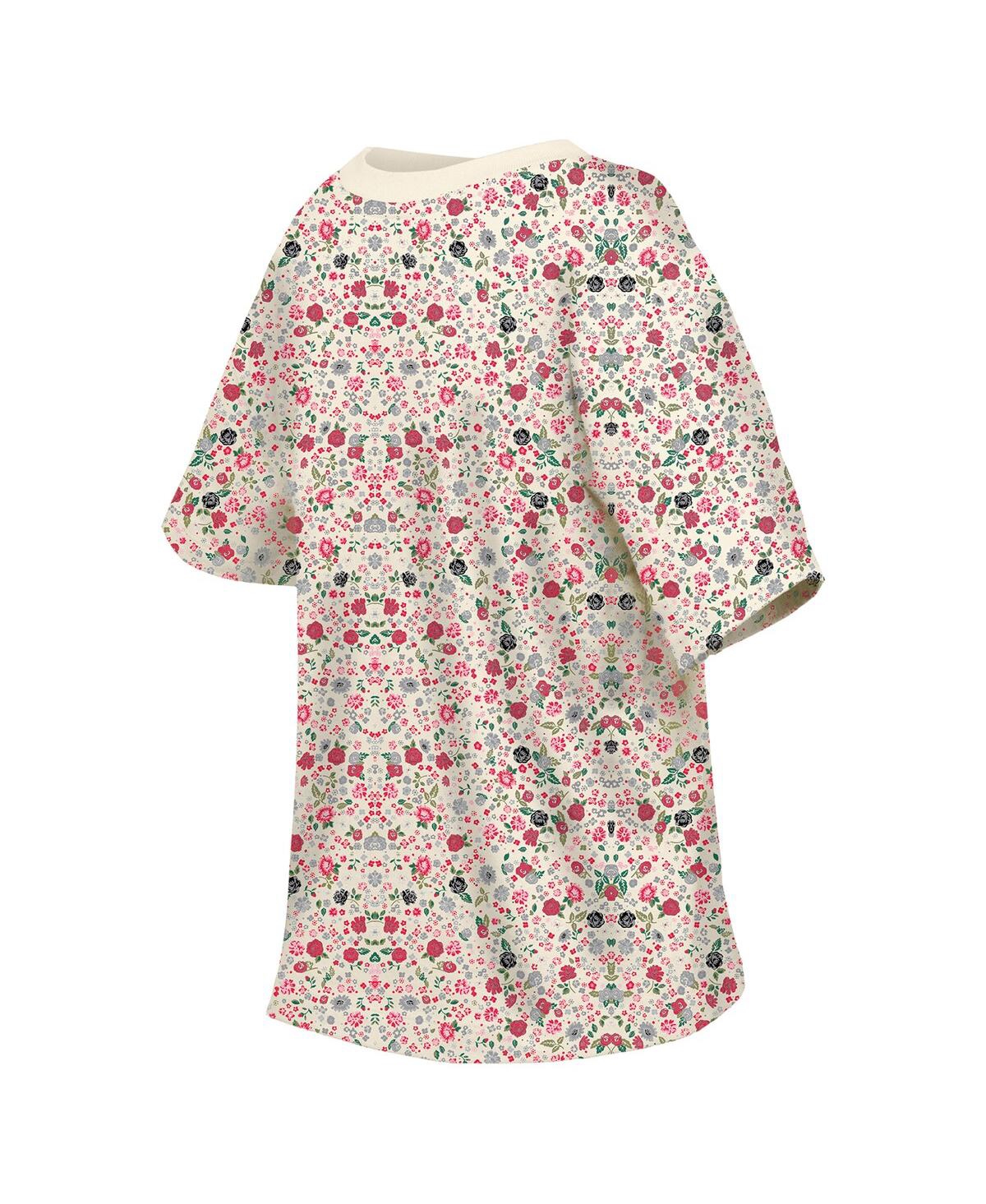 NEW ERA WOMEN'S CREAM KANSAS CITY CHIEFS GLAM GAME FLORAL T-SHIRT 