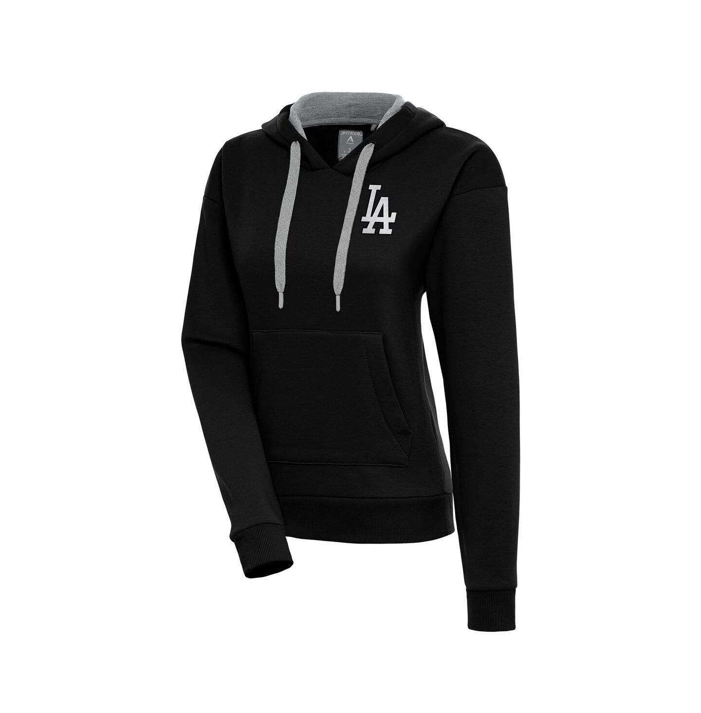Женское худи Antigua Black Los Angeles Dodgers Brushed Metallic Victory Pullover — фото 1