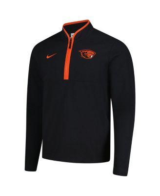 Men's Black Oregon State Beavers Coaches Courtside Basketball Victory Performance Quarter-Zip Top