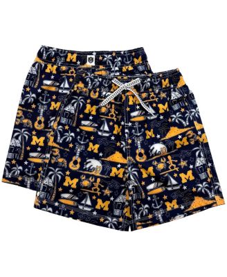 Wes & Willy - Youth  Navy Michigan Wolverines Luau Swim Trunks