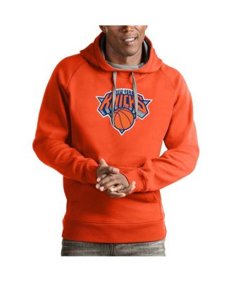 Antigua - Men's Orange New York Knicks Team Logo Victory Pullover Hoodie