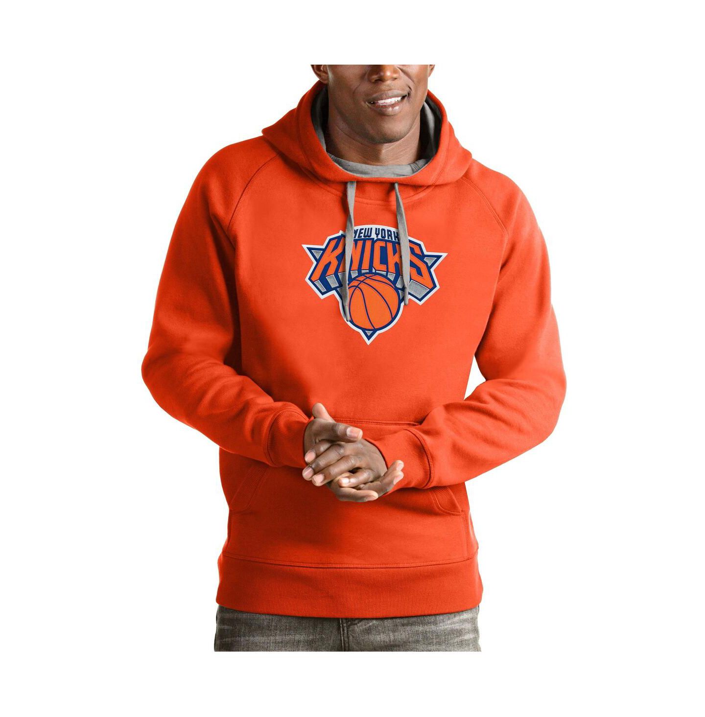 Мужское худи Antigua Orange New York Knicks Team Logo Victory Pullover — фото 1