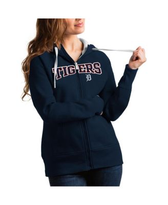 Antigua - Women's Navy Detroit Tigers Team Logo Victory Full-Zip Hoodie