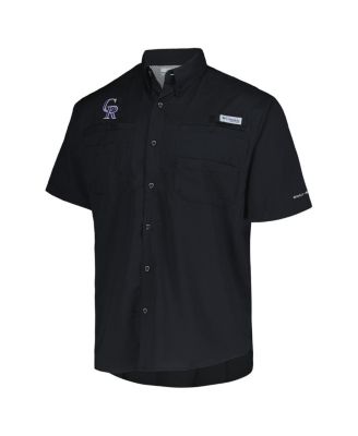 Men's Black Colorado Rockies Tamiami Omni-Shade Button-Down Shirt