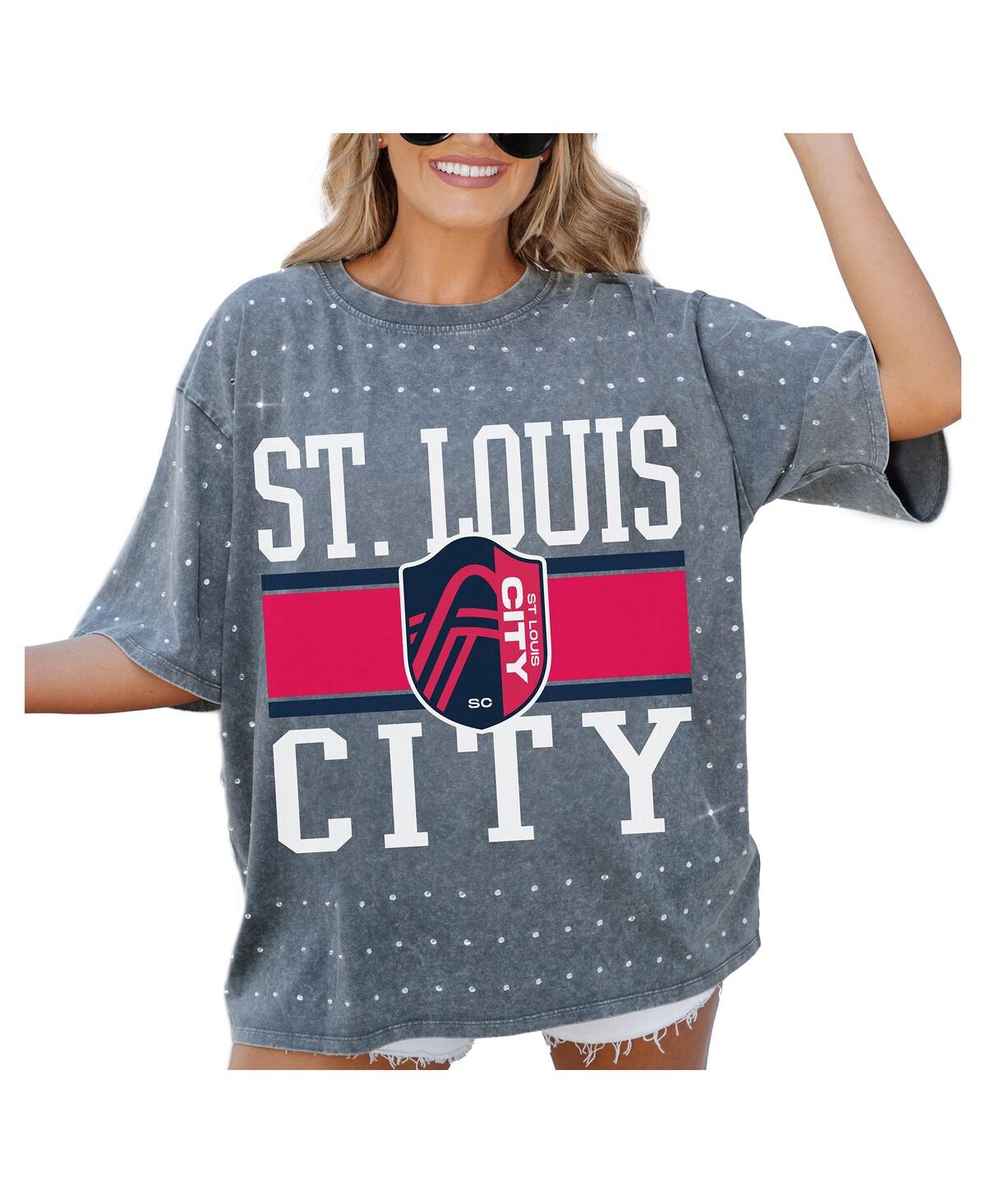 Shop Gameday Couture Women's Gray St. Louis City Sc Oversized Mini Rhinestone Classic T-shirt