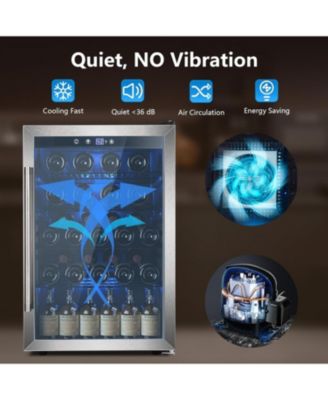 Wine Cooler 37 Bottle Freestanding Fridge with Stainless Steel Reversible Glass Door, 145 Can Beverage Refrigerator Quiet Compressor for Home Kitchen Bar, 4.5 Cu.ft Silver