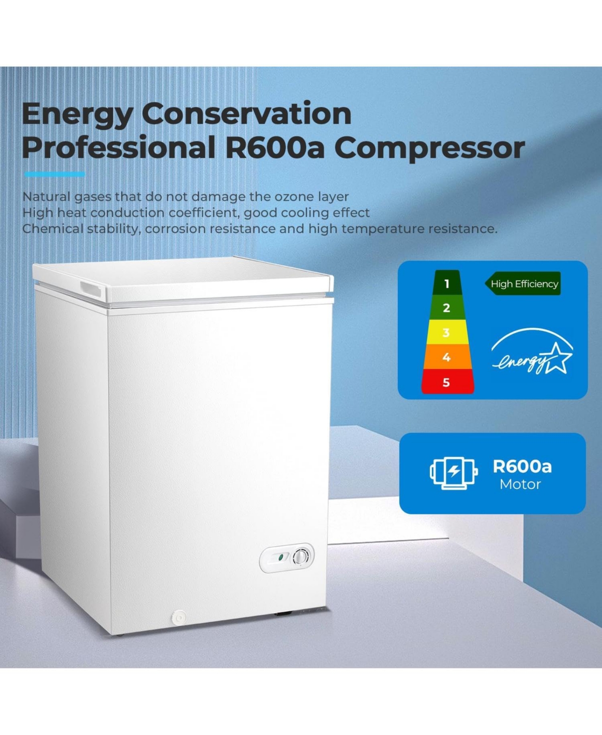 Cowsar Chest Freezer 2.8 Cubic Feet Compact Freezer with 2 Removable Baskets, Free Standing Top open Door Deep Freezer, Adjustable Temperature for Hom