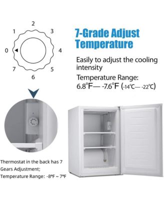 Upright Freezer 3.0 Cu.ft, Compact Mini Freezer with Reversible Single Door, Temperature Control, Removable Shelves, Small freezer Stainless Steel for Dorms Home Office, White