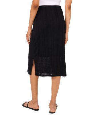 Women's Pull-On Side-Slit Midi Skirt