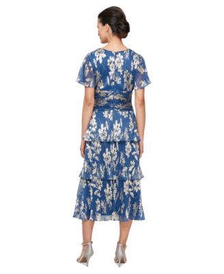 Women's Floral Surplice-Neck Tiered Dress