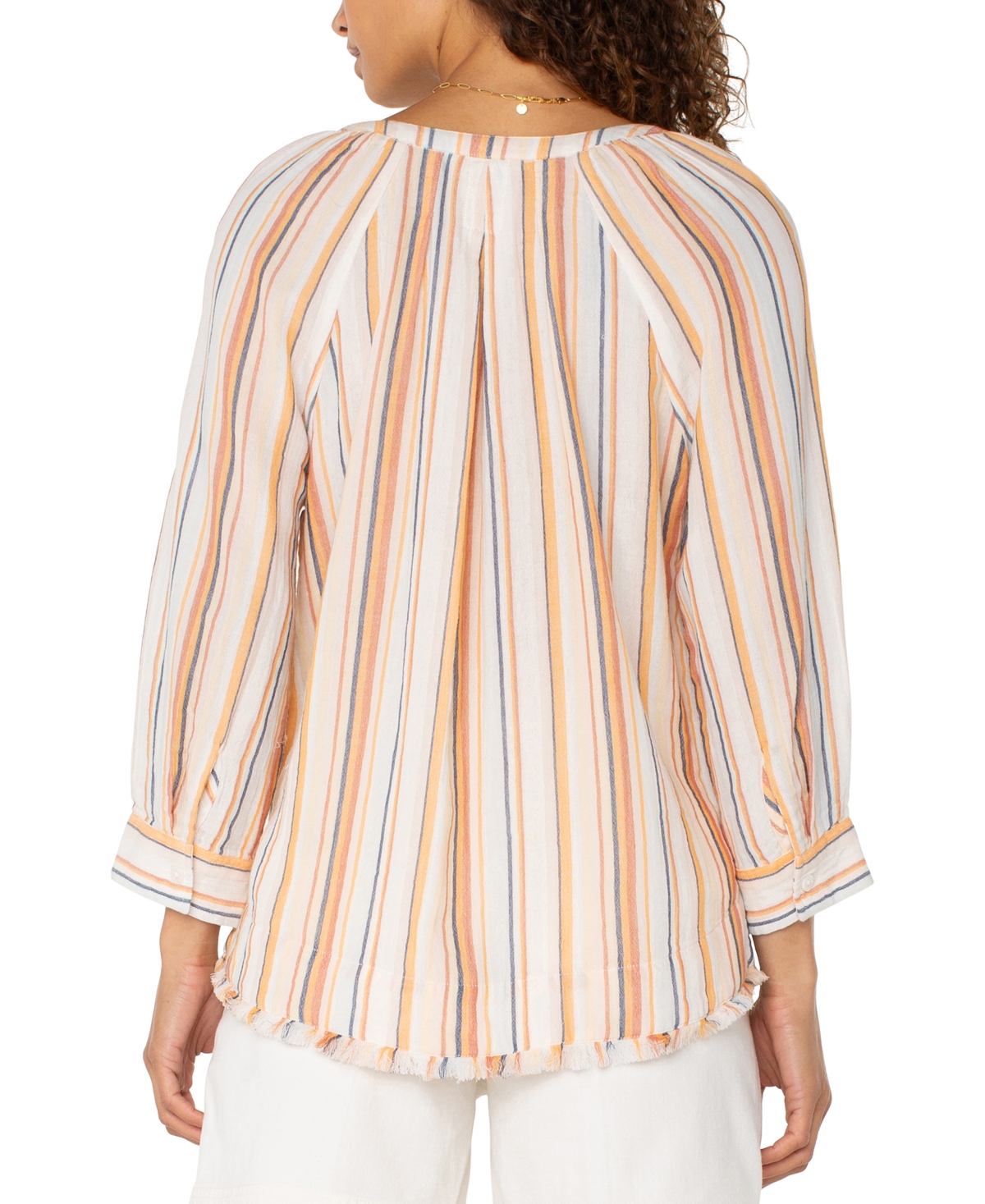 Liverpool Los Angeles Fray Hem Cotton Top In Multi