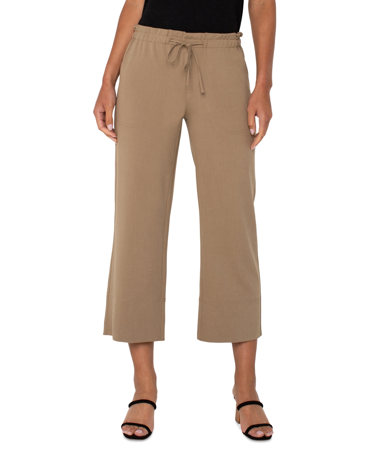 Petite Cropped Pull-On Wide-Leg Pants - Palo Santo